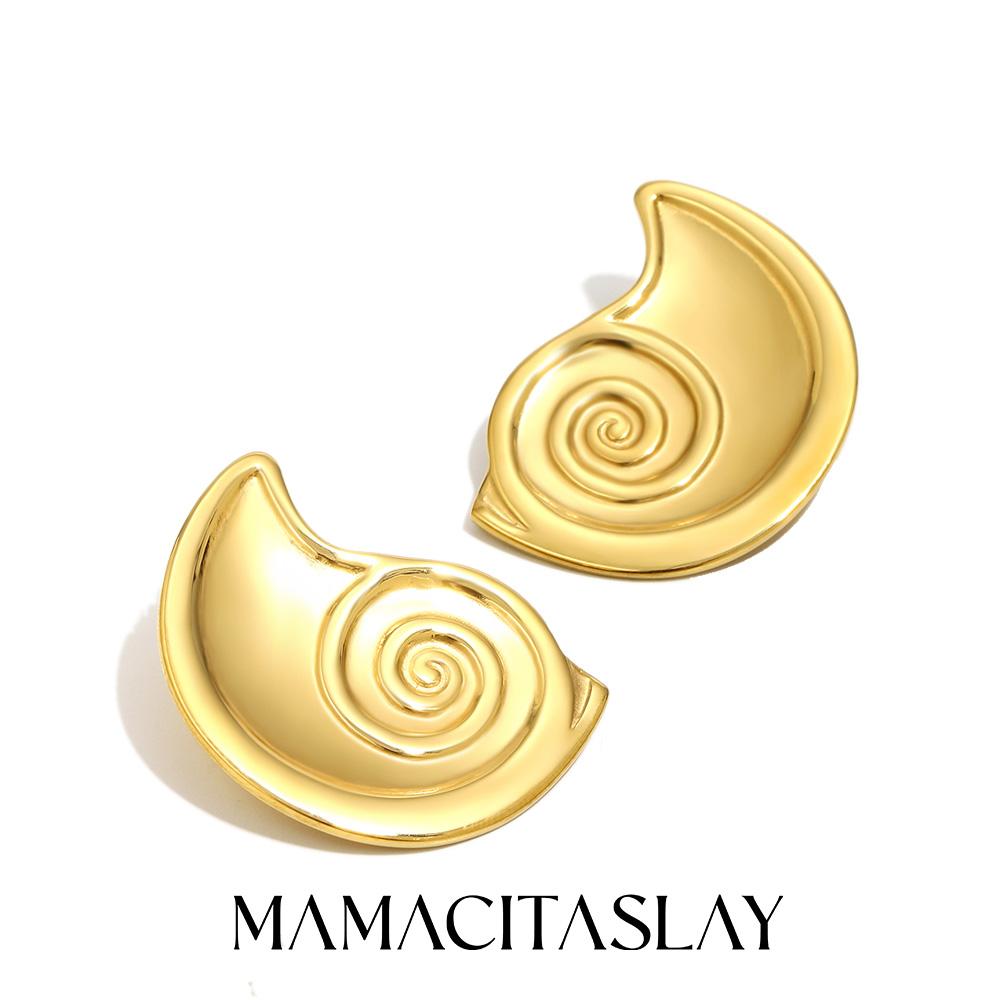 MamacitaSlay Серьги-гвоздики Спираль из нержавеющей стали 316L Покрытие 18K золотом Водонепроницаемые украшения для женщин Серьги в морском стиле