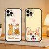 Милый Чехол-Корги для Телефона iPhone17 16 15 14 13 12 11 Pro Max Plus, 5G Мягкий Черный Чехол