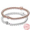 Romantic 925 Sterling Silver Beaded and Bracelet Fashion Brand Bucket Clasp Bracelet Valentine's Day Basic Bracelet Gift