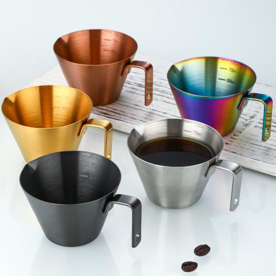 Мерный стакан из нержавеющей стали для эспрессо со шкалой, вместимость 100 мл, мини-стакан для наливания с ручкой, пищевой, точный