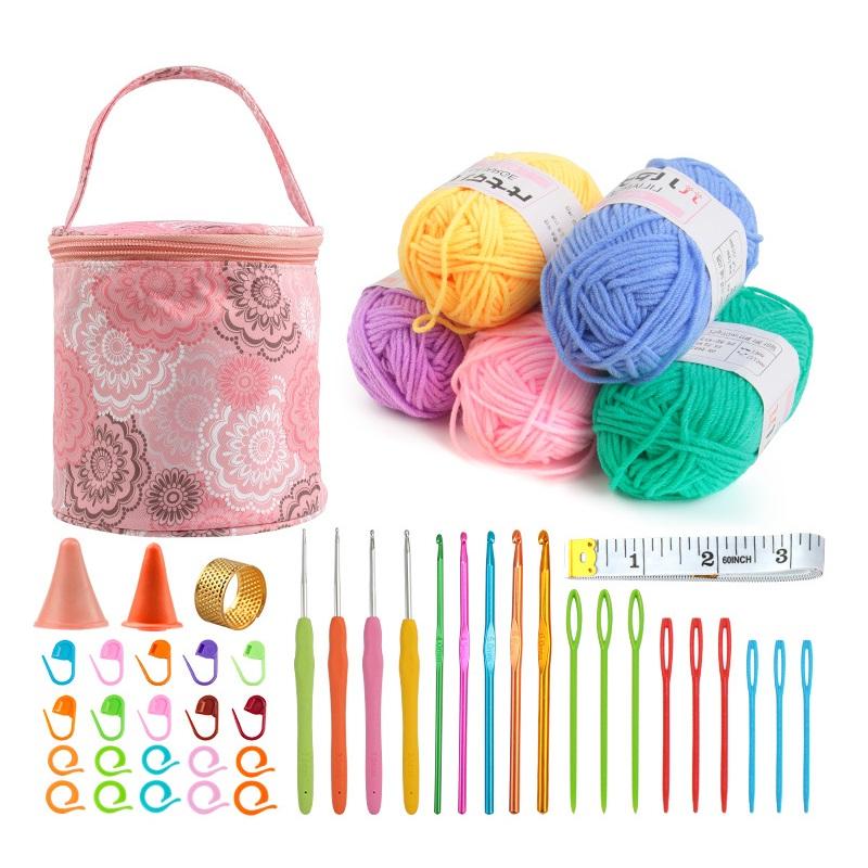 Crochet Kniting Bag Handmade DIY Set Doll Material Yarn Ball Weaving Craft