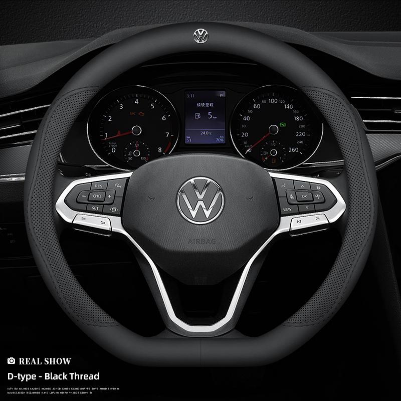 Volkswagen Car Nappa Leather Steering Wheel Cover Auto Accessories For VW GTI Polo Golf MK7 Passat B8 Tiguan Jetta T-ROC ID.4 CC zr3