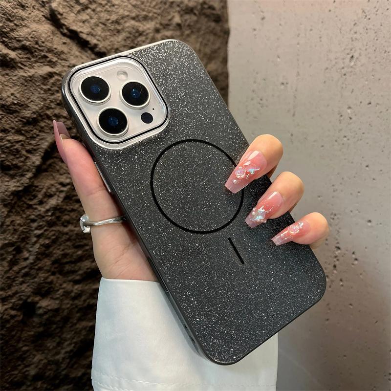 Luxury Bling Glitter For Magsafe Magnetic Case For iPhone 16 15 14 Plus 13 12 11 Pro Max Wireless Charging Shockproof IMD Cover
