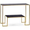 WADIGA Black and Gold Double Top Entrance Console Table - Geometric - Metal - 112cm - Glass