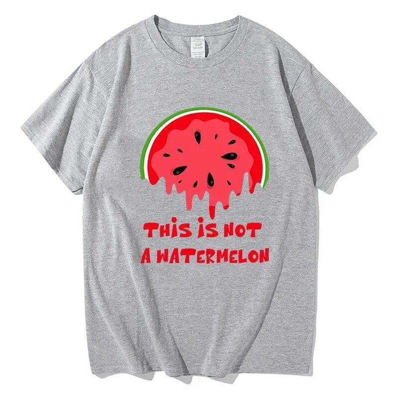 Shirts Streetwear This Is Not a Watermelon Palesti Graphic Tee Shirt Fashion Short Sleeve T-shirt Unisex 100% Cotton Oversized T