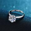 S925 Silver Classic Six-Claw Ring Women'S Two Carat Diamond Set Straight Arm Open Ring Stylish Simple Crown Platinum Diamond Ring