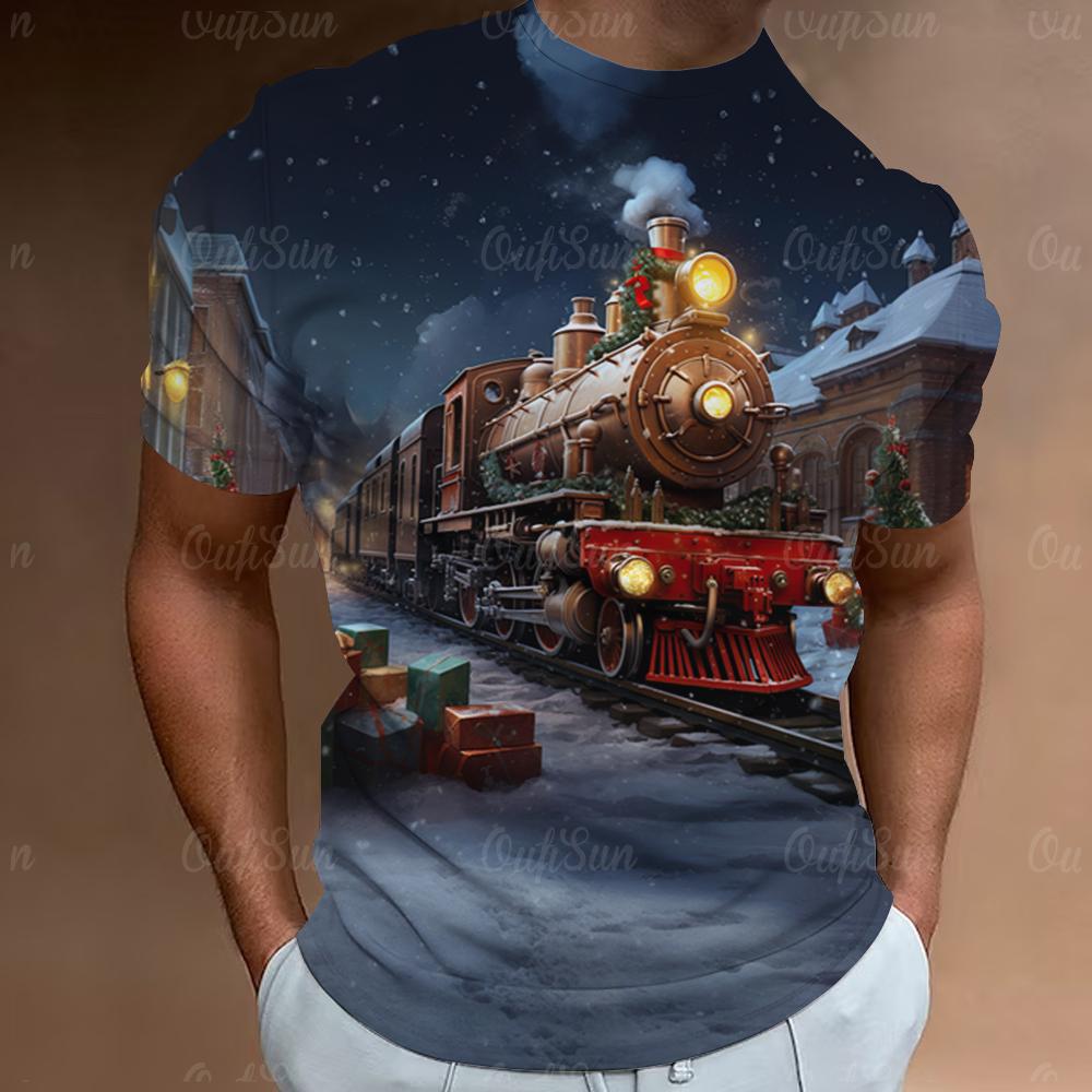 Christmas T-Shirt Santa Claus Print Short Sleeve Men T-Shirt Festival Clothing Casual Tops Loose Oversized T Shirts For Men Tees