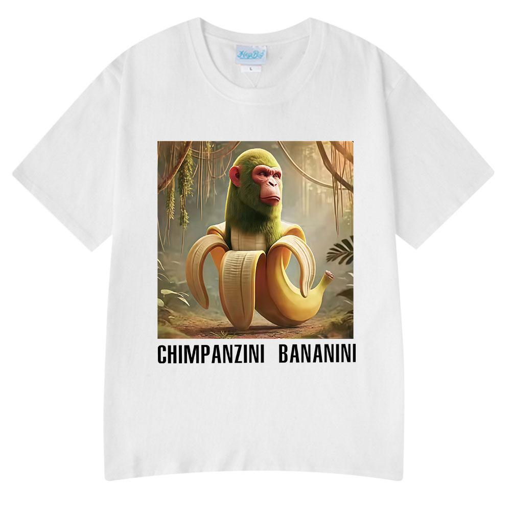 Chimpanzini Bananini Funny Italian Brainrot Meme Tshirt Unisex Women Clothing Fashion T Shirts Summer Cotton ONeck Tshirts Tops