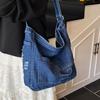 2025 Retro Large-capacity Bag Female Tote Bag Popular Denim Shoulder Bag Student Class Messenger Bag