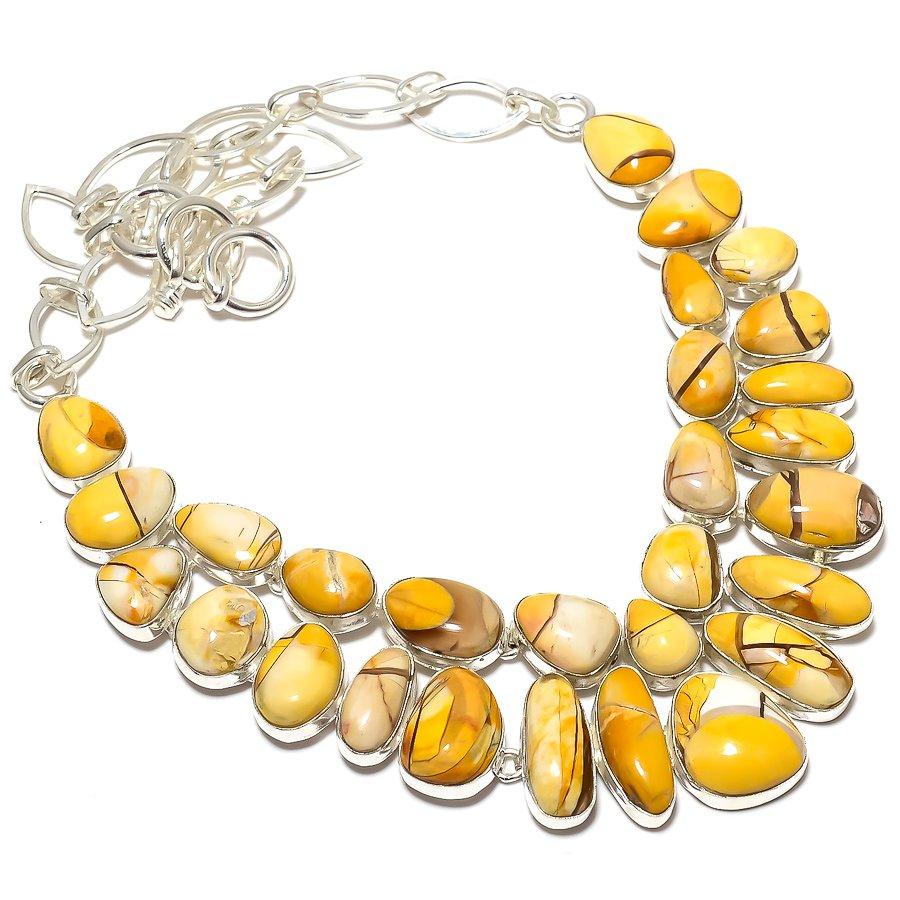 Брекчиевый Мукаит Драгоценный камень Ручной работы Серебро 925 пробы Ювелирное ожерелье 18" JCN409-8