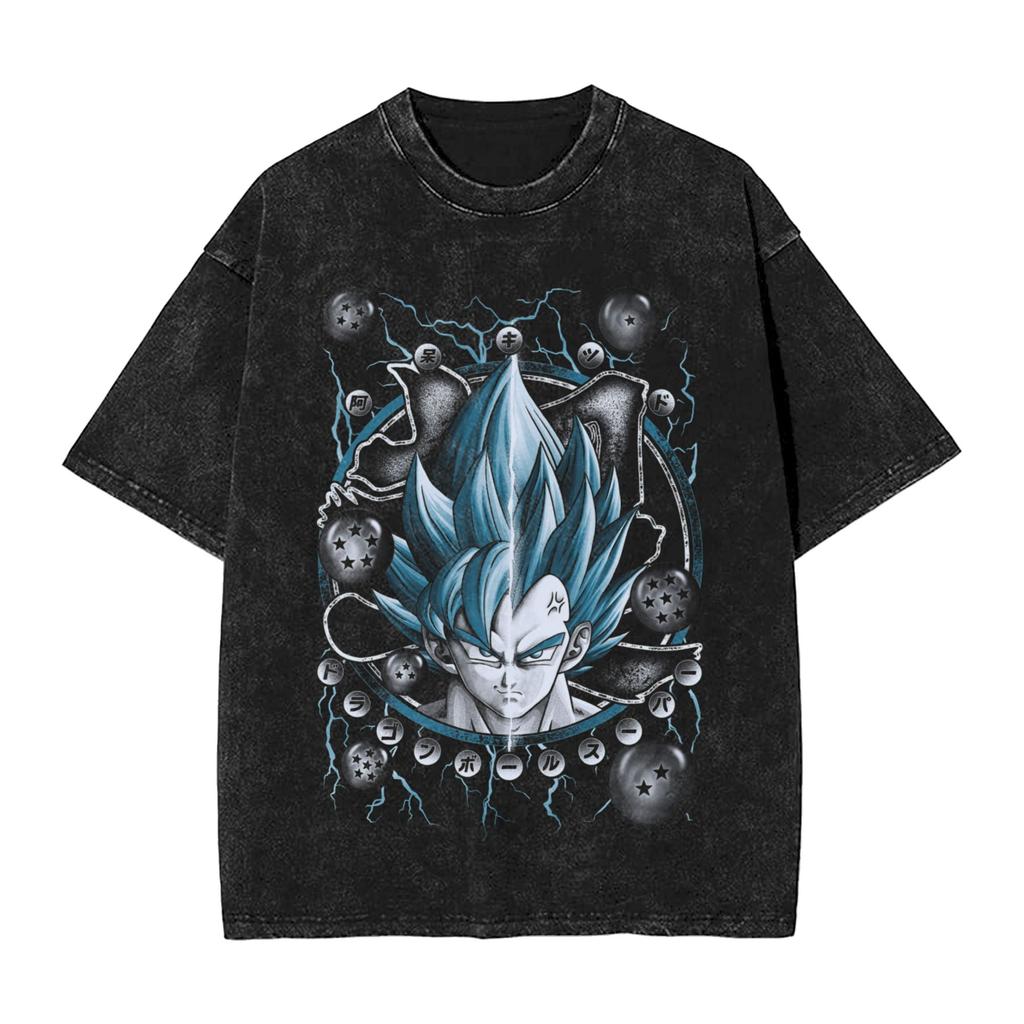 Goku X Vegeta Super Saiyan Washed T Shirts Streetwear Hip Hop Vintage TShirt Dragon Ball Z Tees Men 100 Cotton Oversize Summer