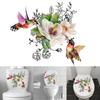 Toilet Sticker Birds and Flowers Bathroom Toilet Seat Wall Stickers Strong Adhesive Florals Toilet Lid Decals