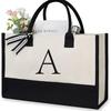 Large Capacity Tote Bag Fashion Canvas Totes Letters Flower Portable Beach Shoulder Shopping Casual Beach Bag Handbag