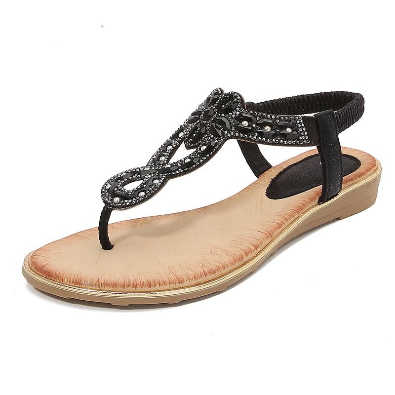 Обувьженщины новые босоножки со стразами босоножки на танкетке в стиле бохо женские большие размеры женская обувь