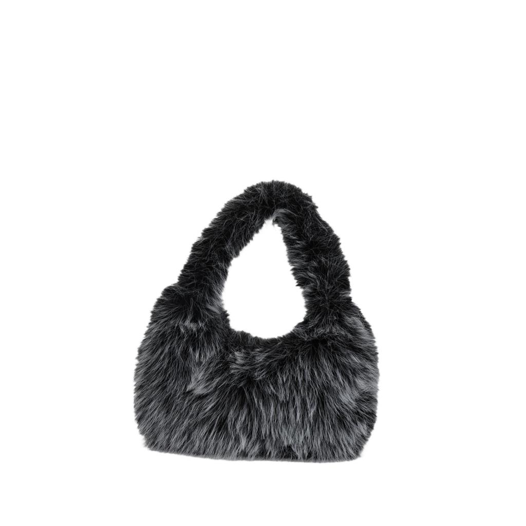 Autumn Winter New Faux Raccoon Fur Fluffy Handbag Women's Fashion Shoulder Bag Clutch Small Square Bag Soft Comfortable Versatile