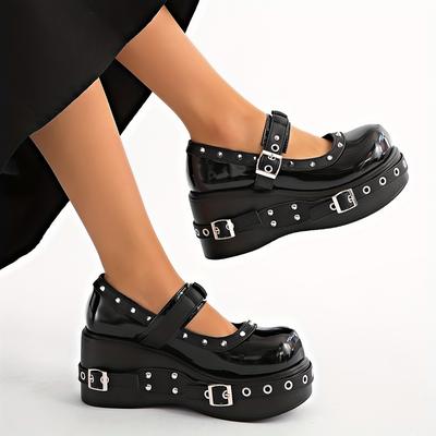 Туфли Мэри Джейн на платформе и массивном каблуке для женщин 2025 Осень Новое поступление Модные стильные кожаные туфли