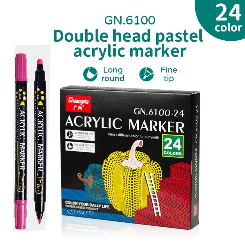 12-60 цветов Акриловые маркеры с двумя наконечниками для ткани, холста, рисования на камнях, изготовления открыток, металла, керамики, товары для DIY
