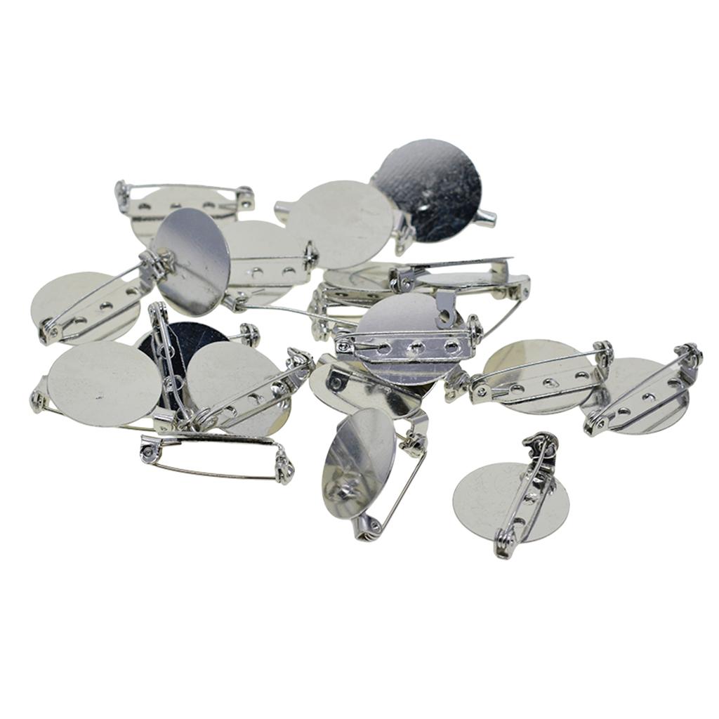 20 Pieces Round Brooch Base Blank Tray Safety Pins Bronze