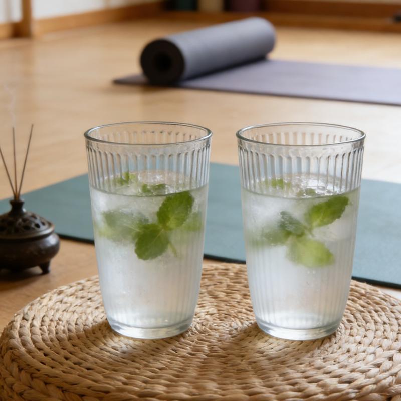 250ml/360ml American Iced Coffee Cups Simple Living Room Drinking Cups Cafe Cold Brew Transparents Vintage Striped Glass Cups