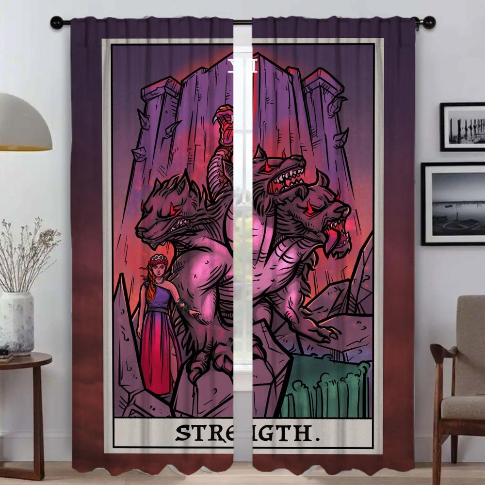Anti-mosquito Curtains 2 Pieces Terror Tarot Elegant Room Curtains for Camera Shades Living Room Curtain Partition Kitchen Child