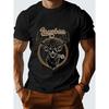 Men's Plus Size Native American Deer& Stag Print T-Shirt- 100% Cotton 180gsm Heavyweight, Breathable Moisture-Wicking, Retro Vintage Style, Black&