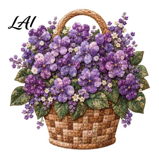 DIY Craft Kit with Precut Fabric Floral Basket Patchwork Kit Sewing Pre-cut Fabric Flower Project for Adults Handmade Home Wall Art Decor