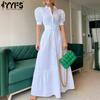 Women's Fashion Summer Spring Solid Color Print Short Sleeve POLO Neck High Waist Casual Dresses