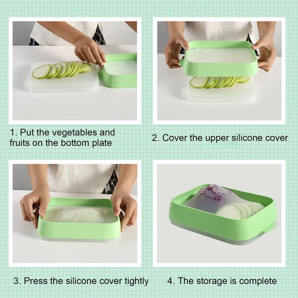 Удобный ланч-бокс Grass Green Food Crisper Прозрачный свежий, пригодный для использования в микроволновой печи силиконовый ланч-бокс