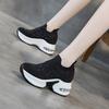 Fashion 8cm Air Mesh Platform Sneakers Wedge Crystal Shoes White Black Height Increased High Heel for Women Slip On Shoes Vulcanized New
