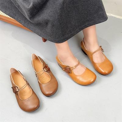 Туфли Мэри Джейн из натуральной кожи, мягкая подошва, удобные женские туфли на невысоком среднем каблуке