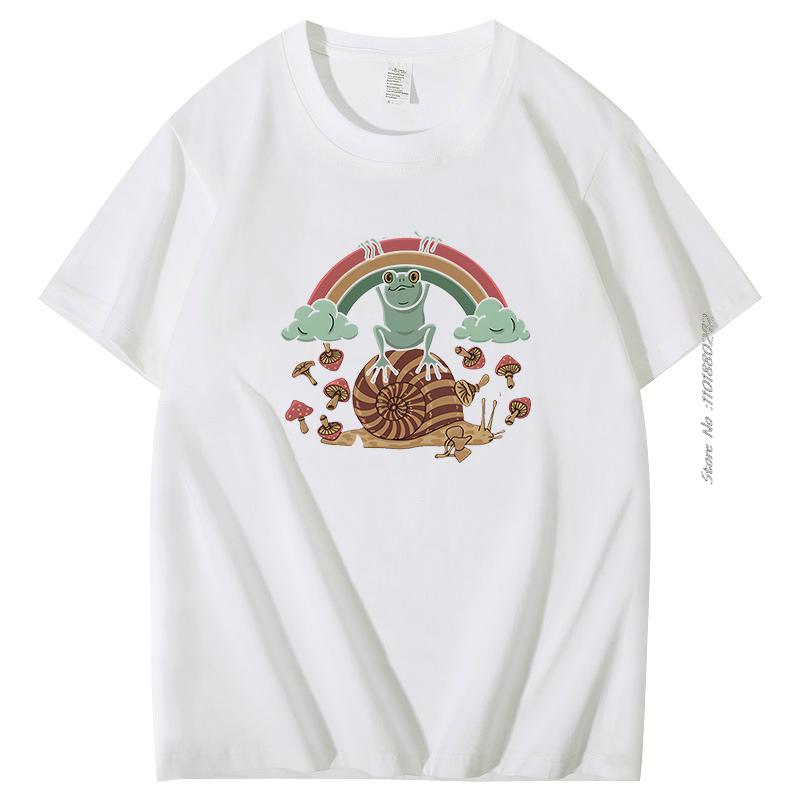 Cotton Print T Shirt Snail Frog And Rainbow Funny Graphic T Shirts Short Sleeve Tshirts Summer Harajuku Streetwear Mens Clothes