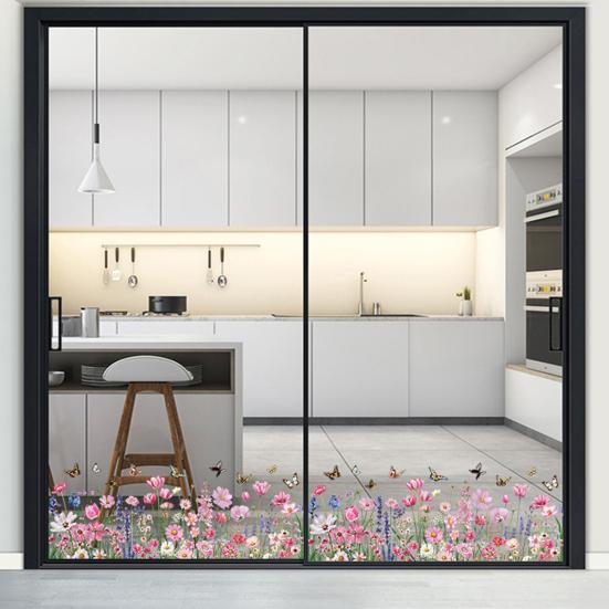 Yousheng 3 Pcs Flower Wall Decals Watercolor Wildflower Grass Butterflies Wall Stickers Peel And Stick Wall Art Decor for Girls Bedroom Living Room