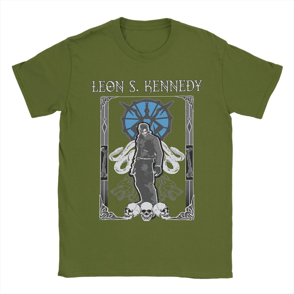 Funny Leon s Kennedy TShirts for Men O Neck Pure Cotton T Shirt Residents Evils Short Sleeve Tee Shirt Gift Clothing