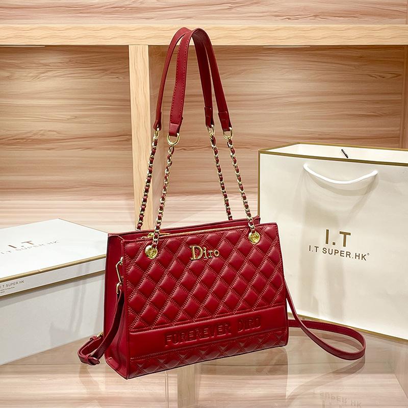 Кожаная вместительная сумка-тоут для поездок на работу, Новая женская высококлассная сумка на цепочке, Одноплечевая сумка через плечо