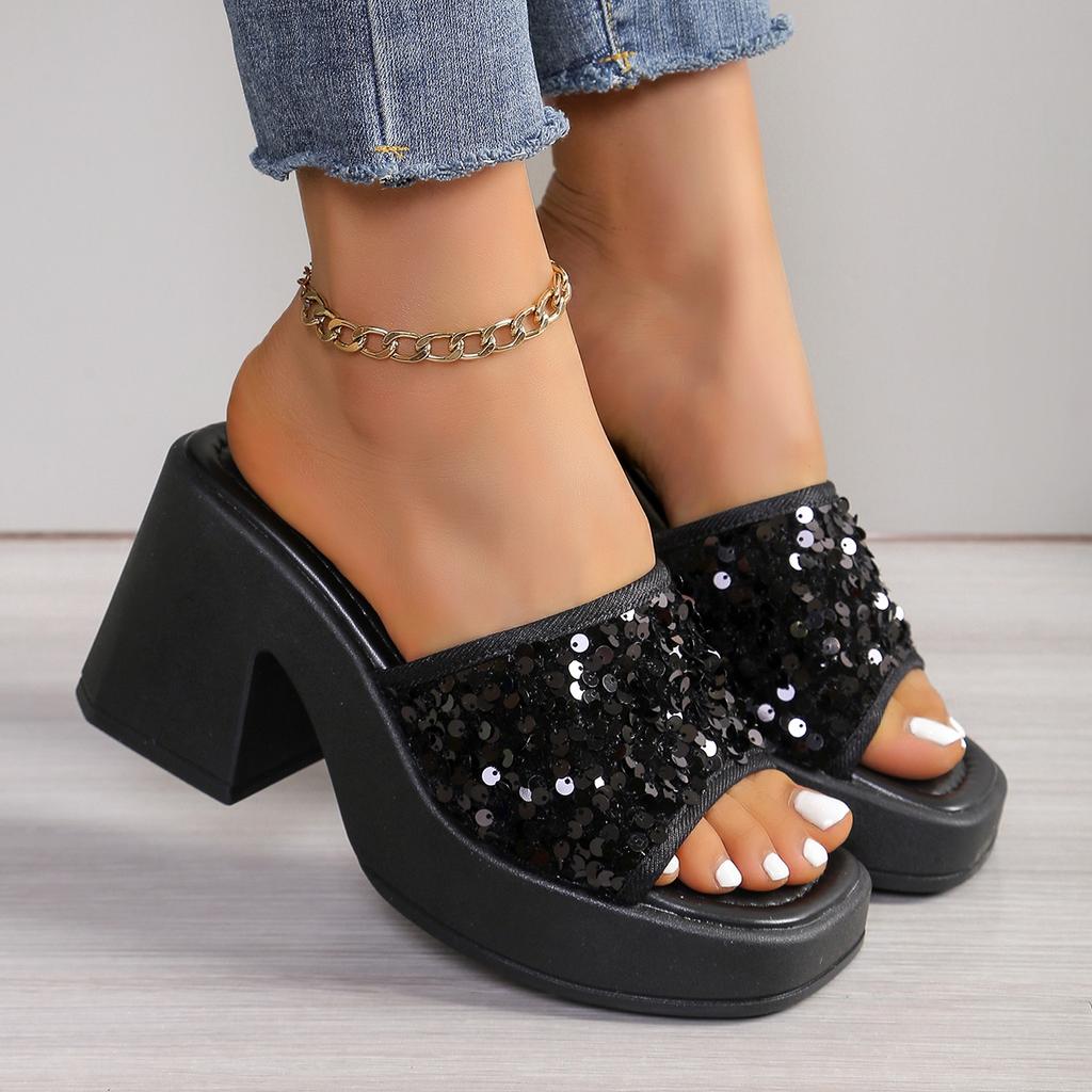 Fashion Women Elegant Wedge Sandals Summer Pumps Platform Sandal Roman Crystal Peep Toe Sandal Ladies Glistening Slippers Plus Size 42