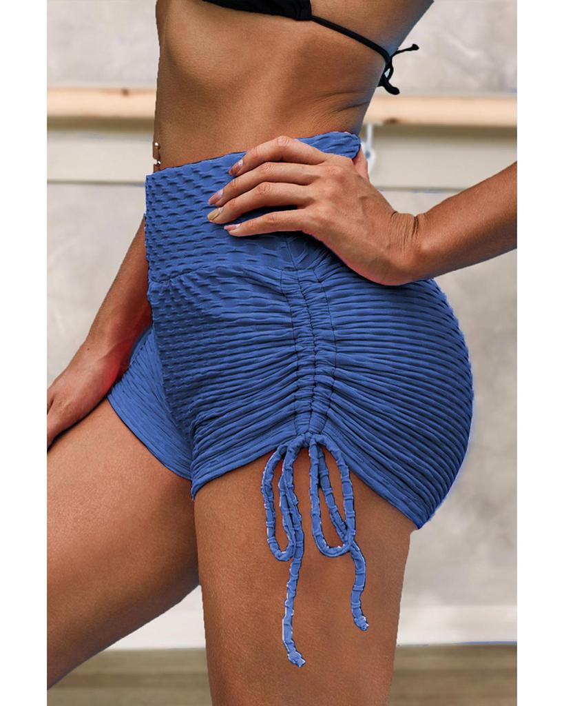 Azura Exchange Blue Butt Lifting High Waist Yoga Shorts