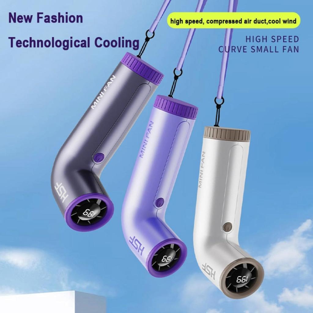 Bending Tube Portable Handheld Turbofan, 20000 Rpm High-speed Mini Electric Small Personal Handheld Bladeless Rechargeable, Travel Handheld Fan