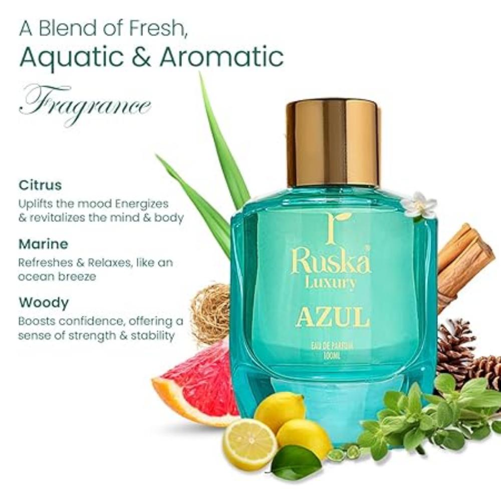 AZUL Unisex Perfume, 100 мл | |Насыщенный, древесный и пряный аромат-спрей | Стойкие духи для мужчин и женщин |