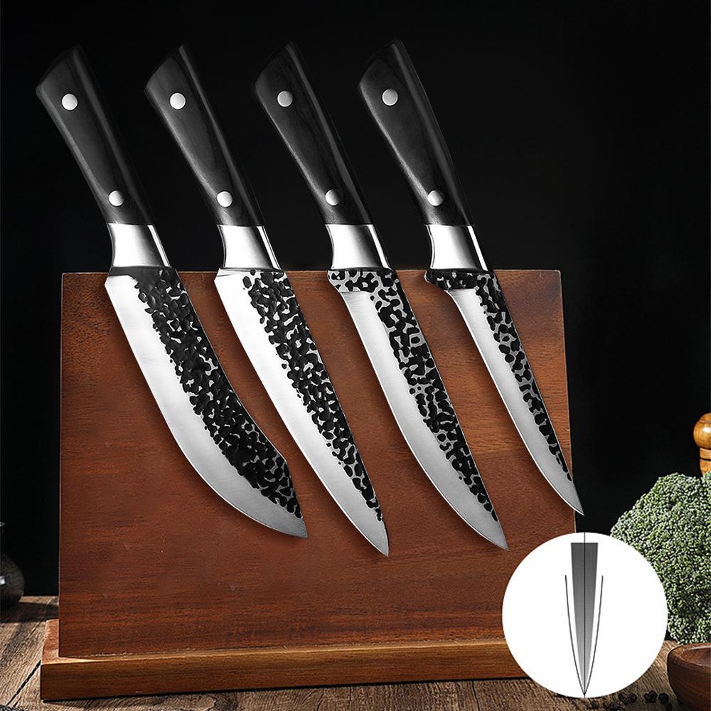 Kitchen Knife Sets, 4pcs Chef Knives Sets Stainless Steel Slaughter Boning Knife Butcher Knife Sharp Slicing Knife Cleaver Set