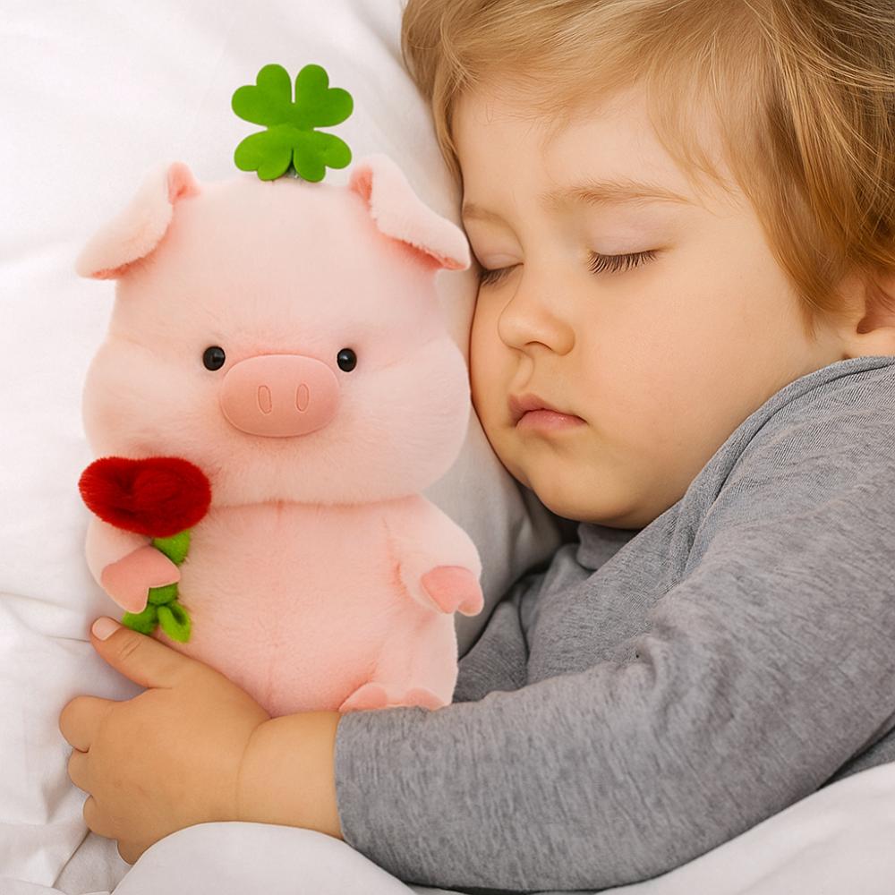 Пушистая мягкая игрушка-плюшевая свинка, набитая ПП-хлопком, плюшевые куклы-свинки, свинка с цветком, плюшевая кукла, домашний декор