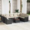 Garden Sofa Set with Cushions 10 pcs Black Poly Rattan