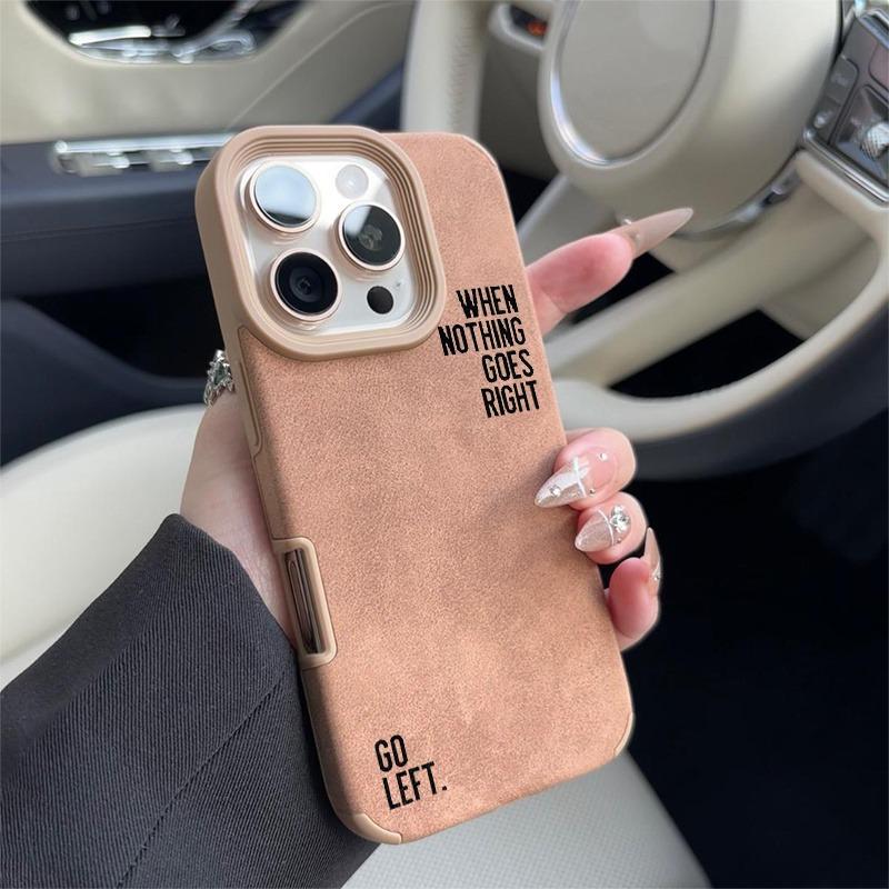 Phone Case with a Simple Lettered Faux Leather Textured Design for Iphone 17 16 PRO 16 PLUS 15 14 13 12 11 PRO MAX XS X XR Cover