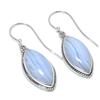 Натуральный камень Голубой кружевной агат 925 Проба Стерлинговое серебро Серьга 1.50" K5v61