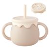 Regalo Silicone 3-Way Snack Cup, Food Sanitation Inspected, Replaceable Lid, Shatterproof, Baby Gift, 3-Way Mug (Beige)