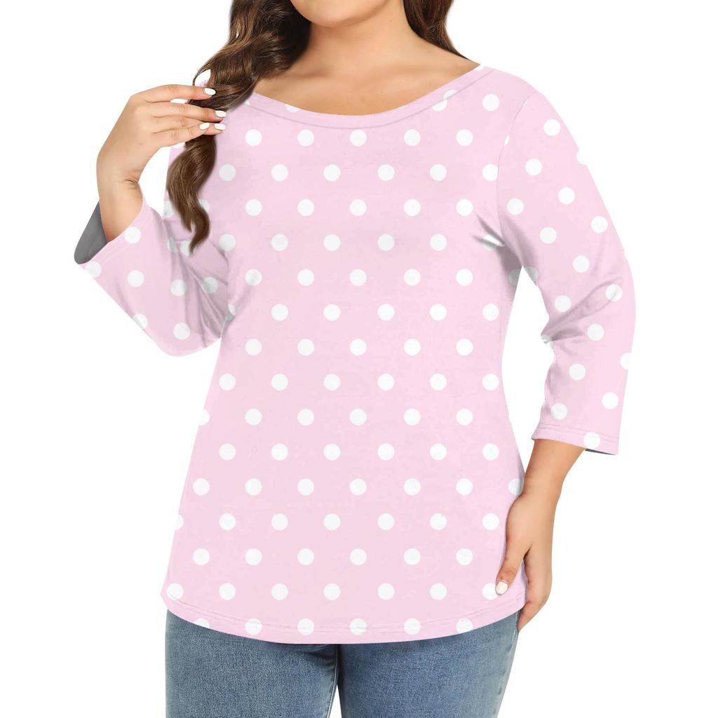 Plussize 34 Womens Model Oneck Sleeve Solid Color Top