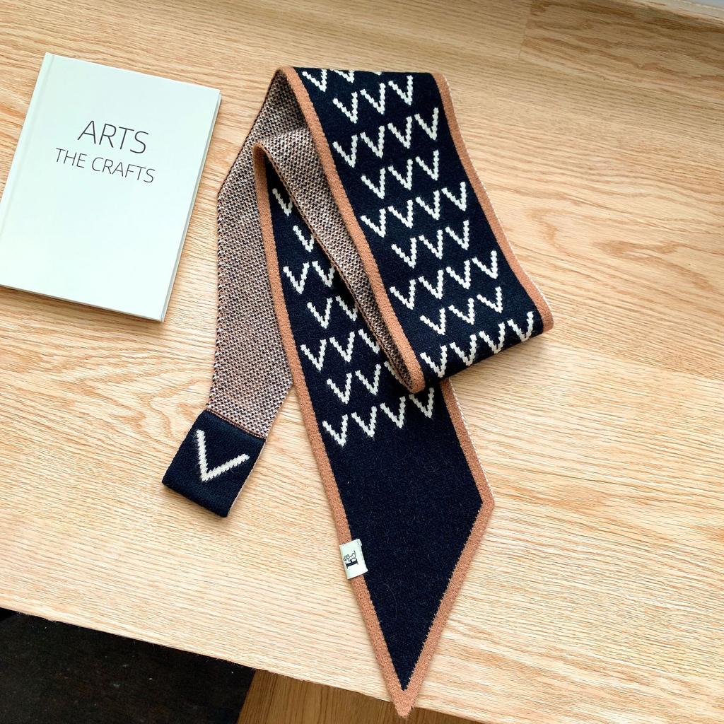 Letter Plaid Luxury Brand Knitted Scarf New Scarf Women Winter Scarf Long Skinny Small Scarf Female Neckerchief Scarf