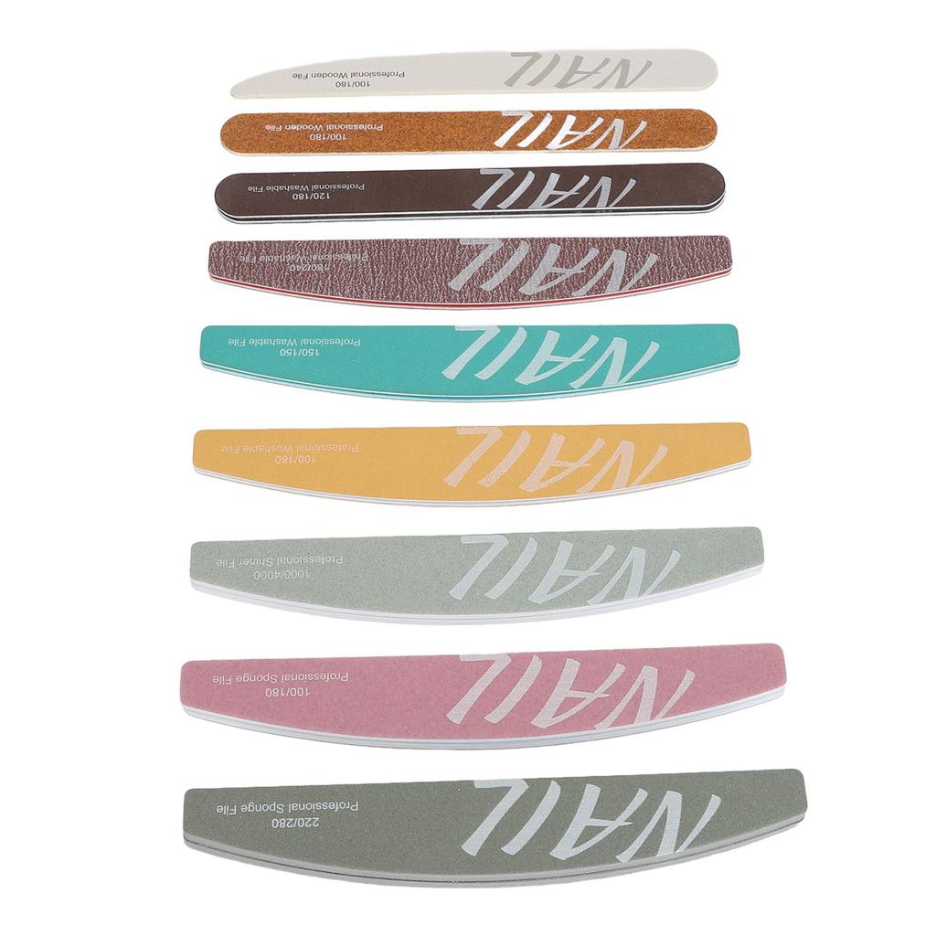 Набор из 9 предметов, набор пилочек для ногтей различной формы, профессиональные маникюрные инструменты, моющийся набор буферов для ногтей для акрила