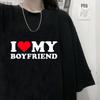 I Love My Boyfriend I Love My Girlfriend T Shirt Girl Graphic Punk Vintage Y2k Retro Tshirt Gothic Streetwear Graphic 2000s