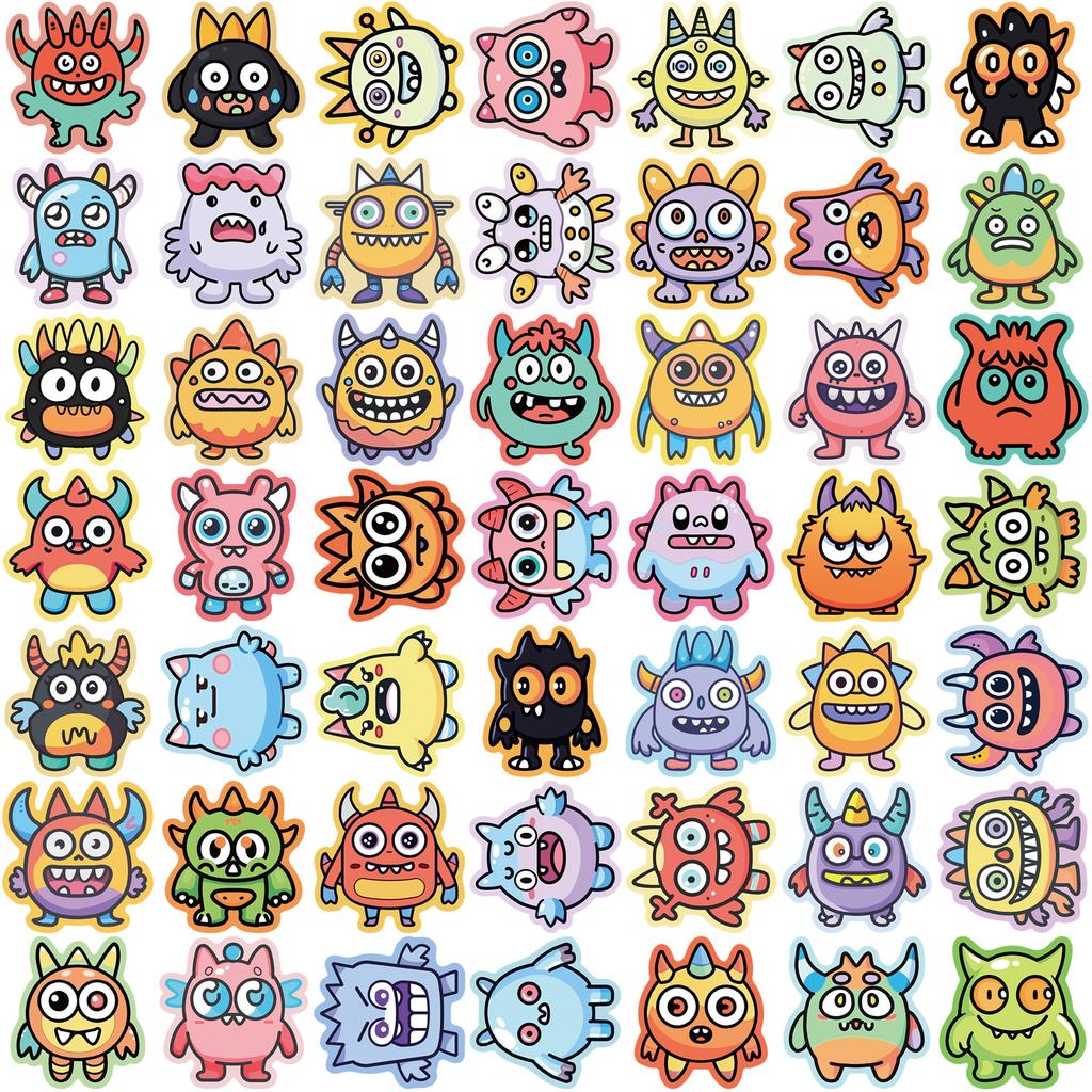 50pcs Cute Little Monsters Cartoon Graffiti Stickers DIY Phone Guitar Laptop Suitcase Cup Waterproof Sticker Kids Toy