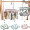 32 Clip Folding Clothes Hanger Children's and Adult Plastic Clothes Drying Hanger Home Windproof Sock Underwear Drying Hangers